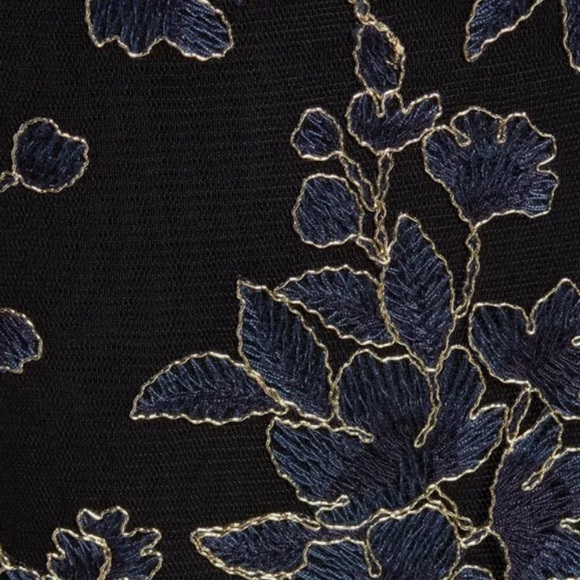 Tadashi Shoji Cardea Embroidered Illusion Sheath Dress Starry Night 8 Blue Gold - Picture 3 of 11